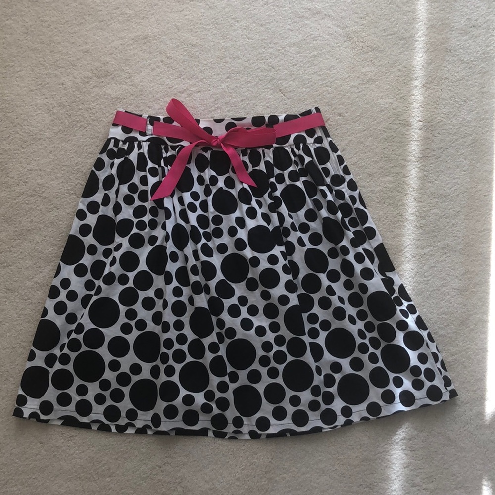 Black and White Polka Dot Girls’ Skater Skirt (L)